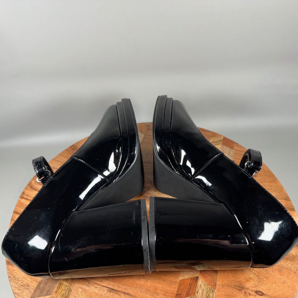 Steve Madden NYLO Platform Mary Jane Heels Black Patent Chunky Block Heel Sz 6 - Picture 5 of 8